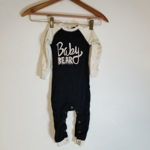 Flap Jack 12m black cream 1-pc Romper snap Baby Bear infant flapjacks outfit
